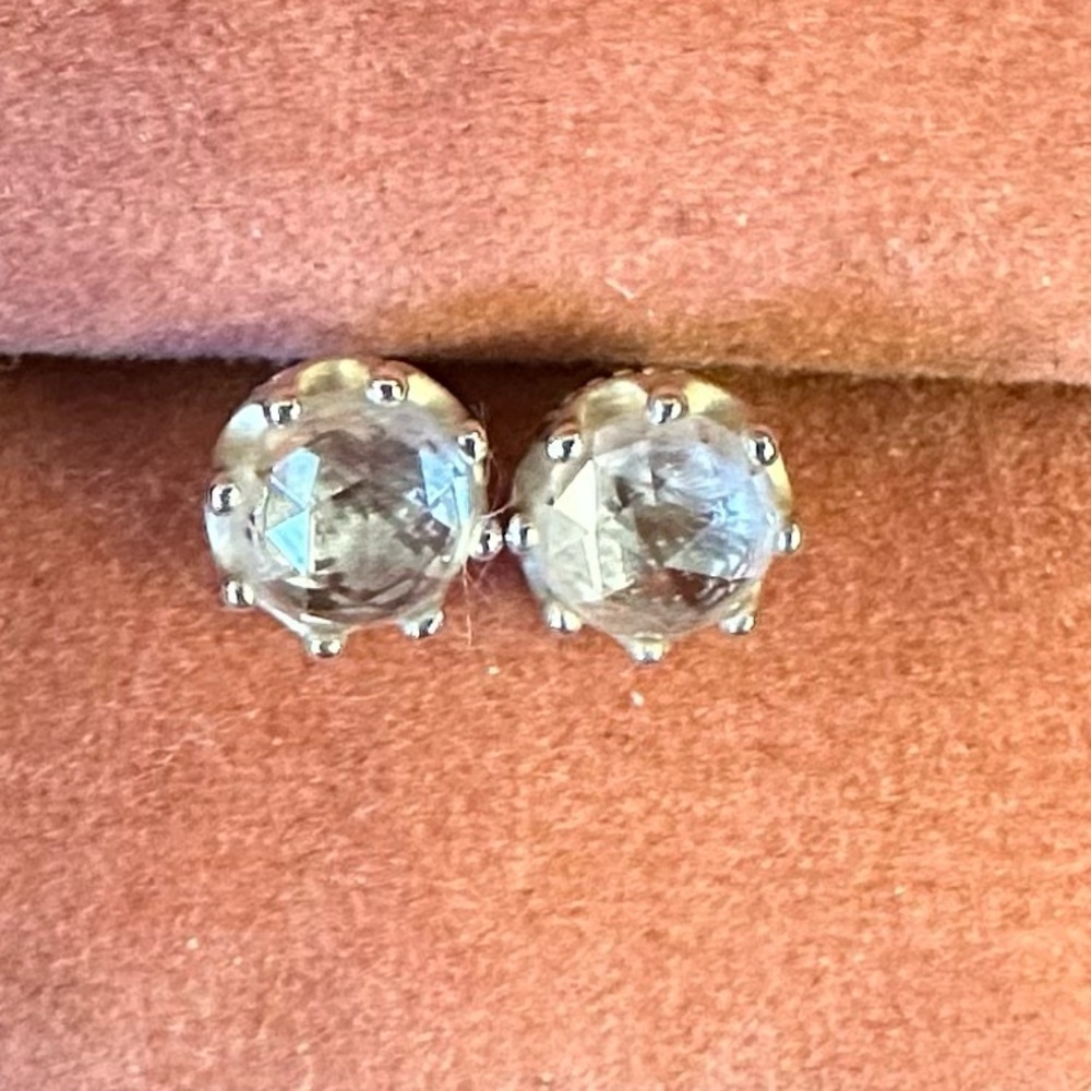 Pandora Clear Sparkling Crown Silver Stud Earrings CZ